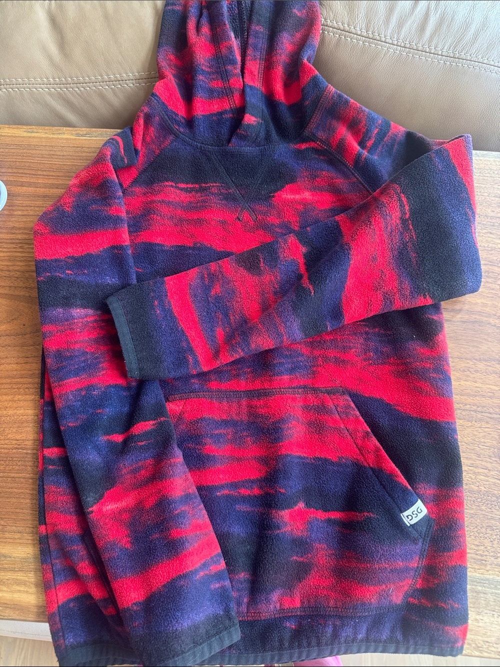 DSG Red and Black Tie-Dye Hooded Pullover